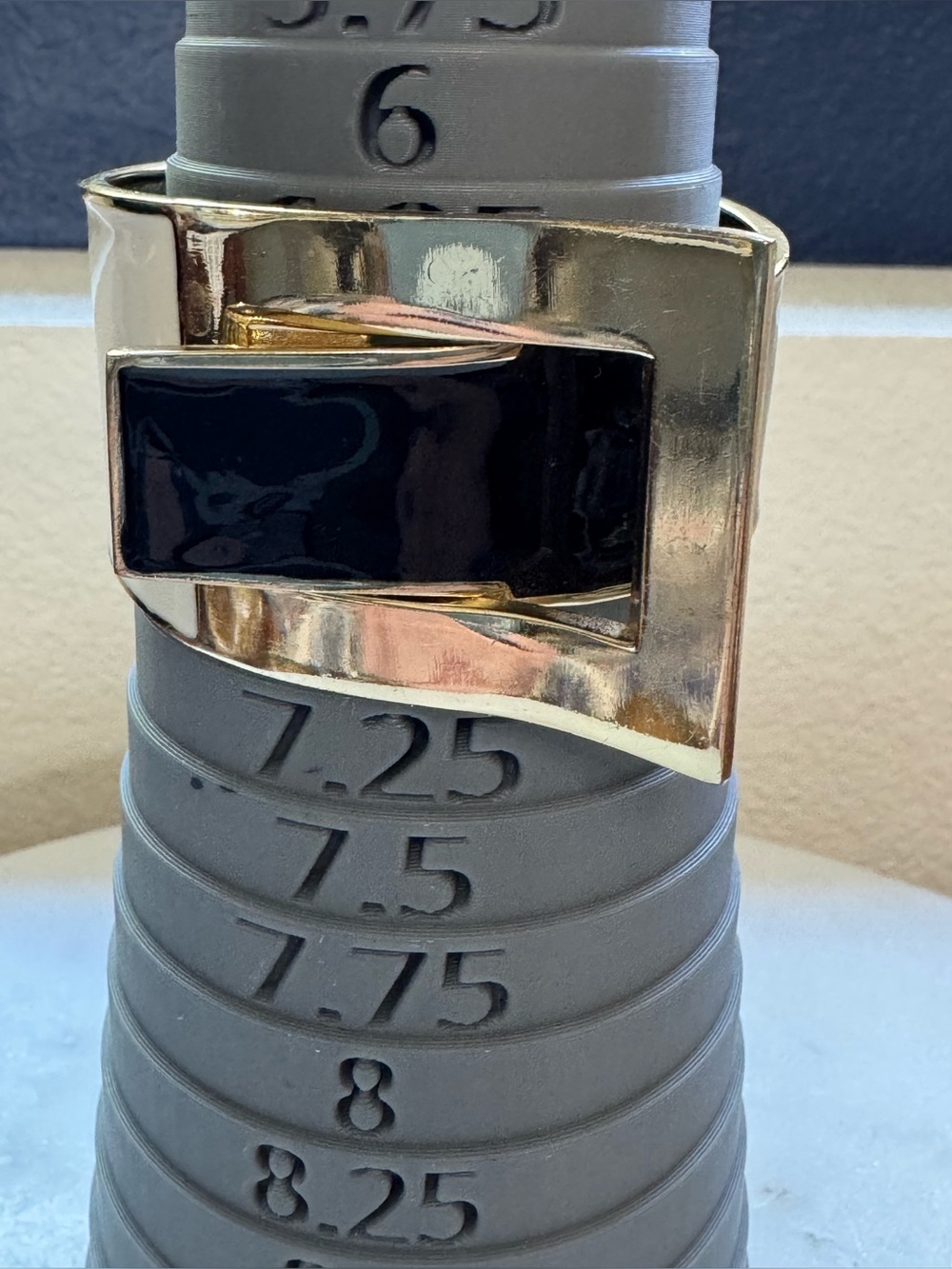 Gold-Tone Black and White Enamel Buckle Clamper Bracelet - Picture 2 of 11